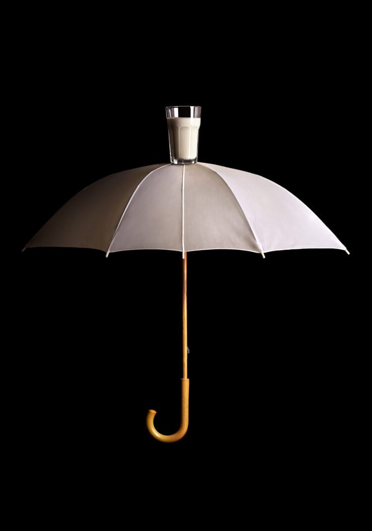 White No14 – Glass of milk and umbrella